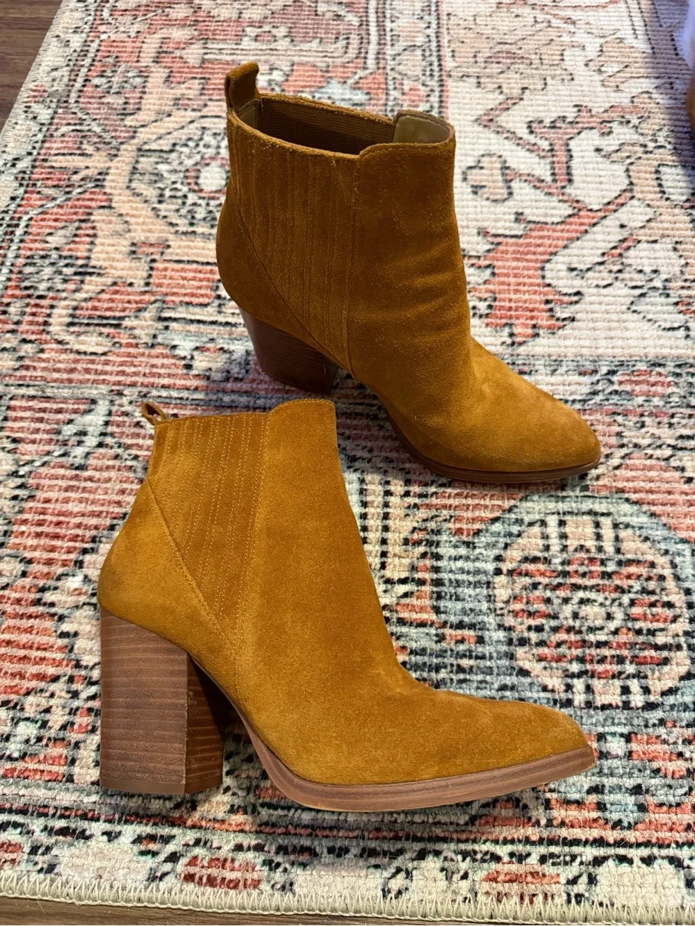 Marc Fisher Suede Block Heel Ankle Boots Size 7